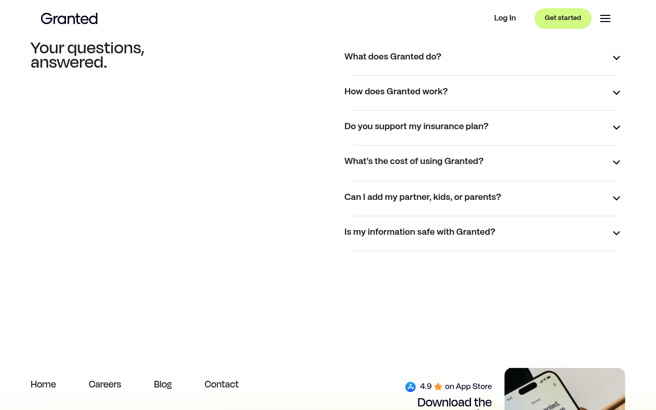 Granted website screenshot