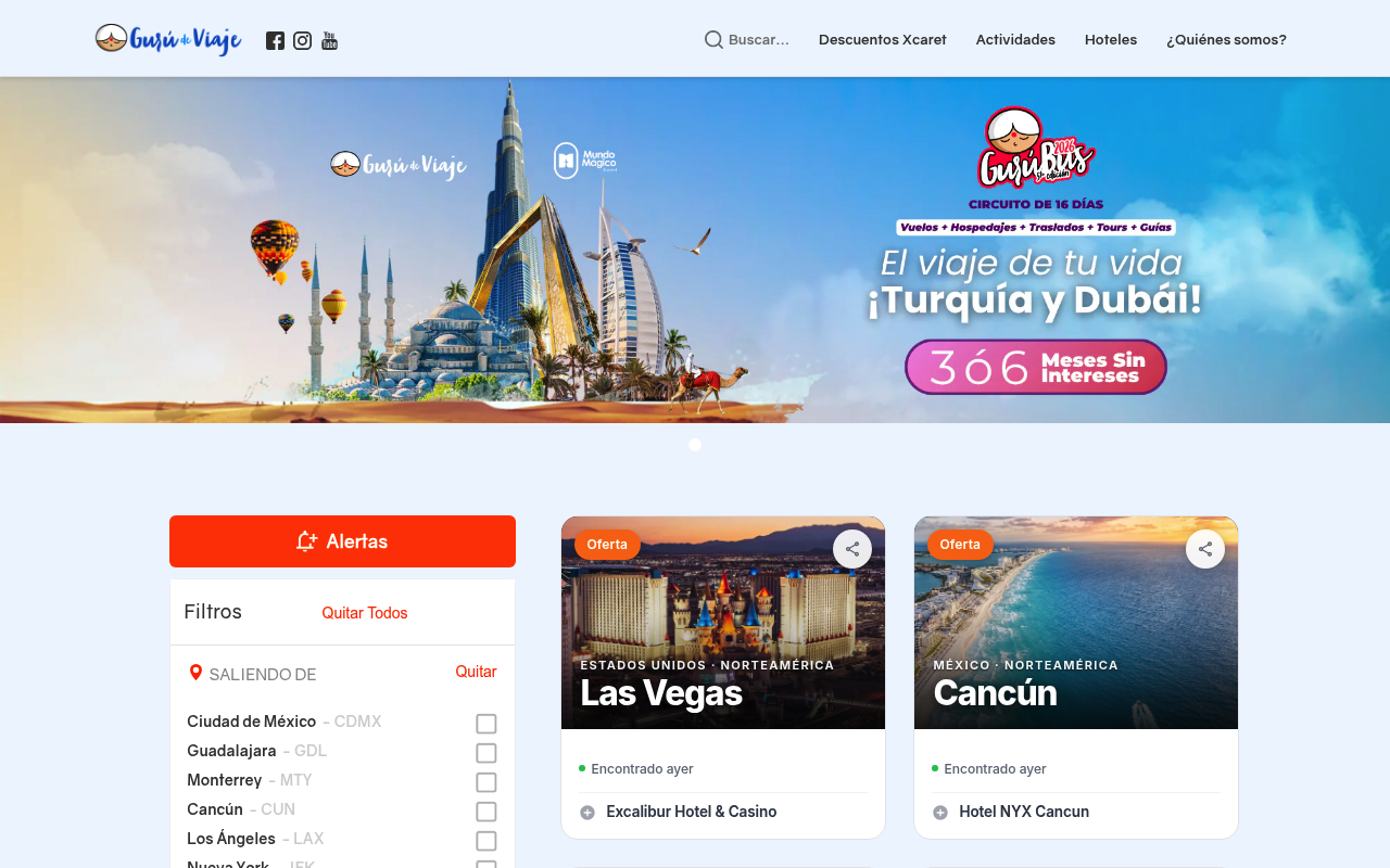 Gurú de Viaje website screenshot