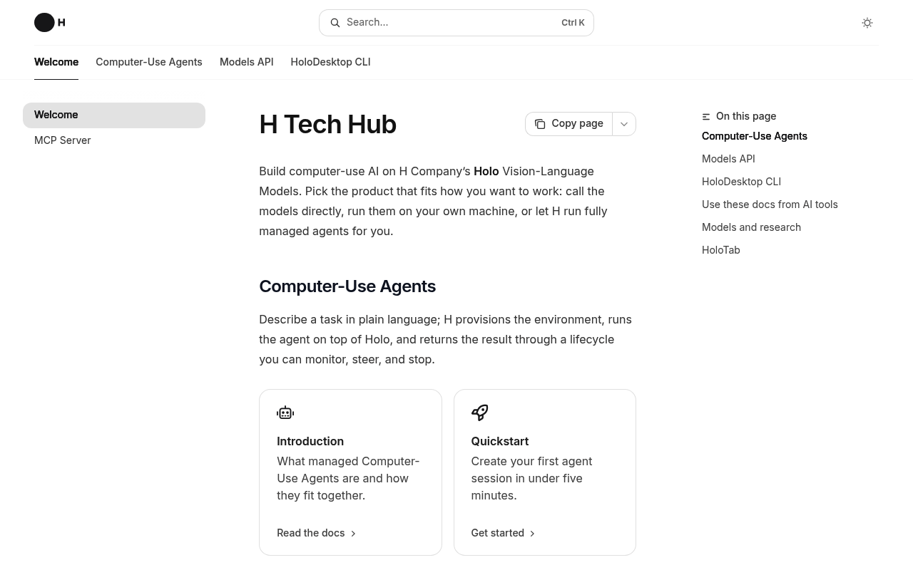 H Company website screenshot