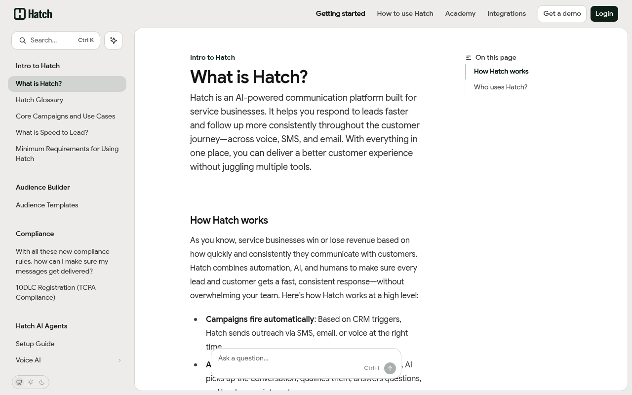 Hatch website screenshot