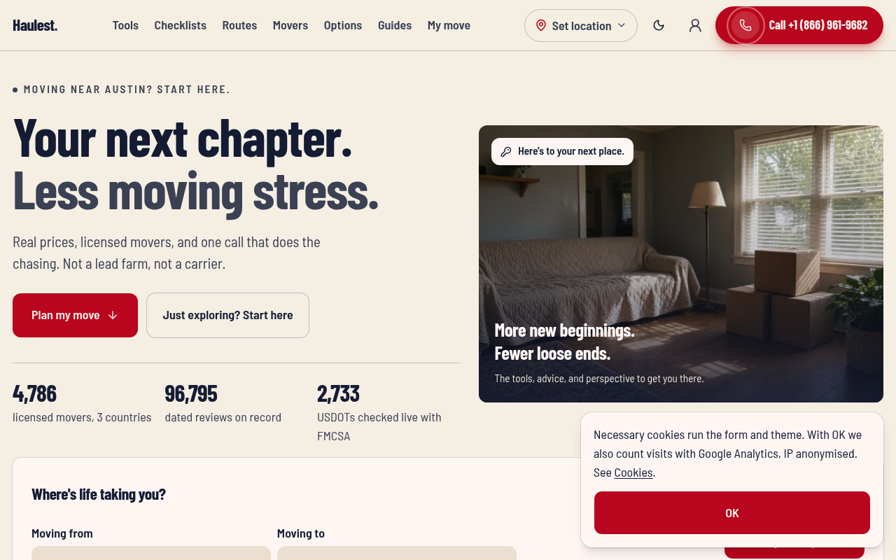Haulest website screenshot