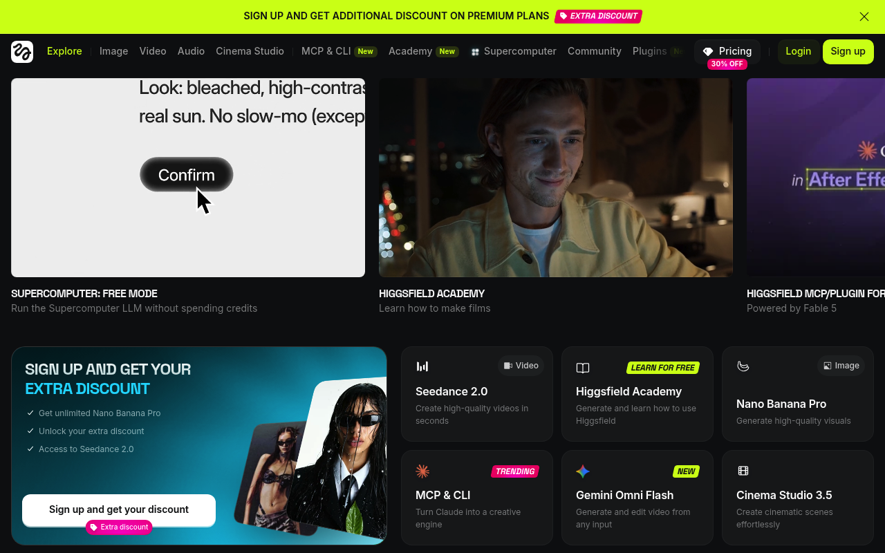 Higgsfield website screenshot