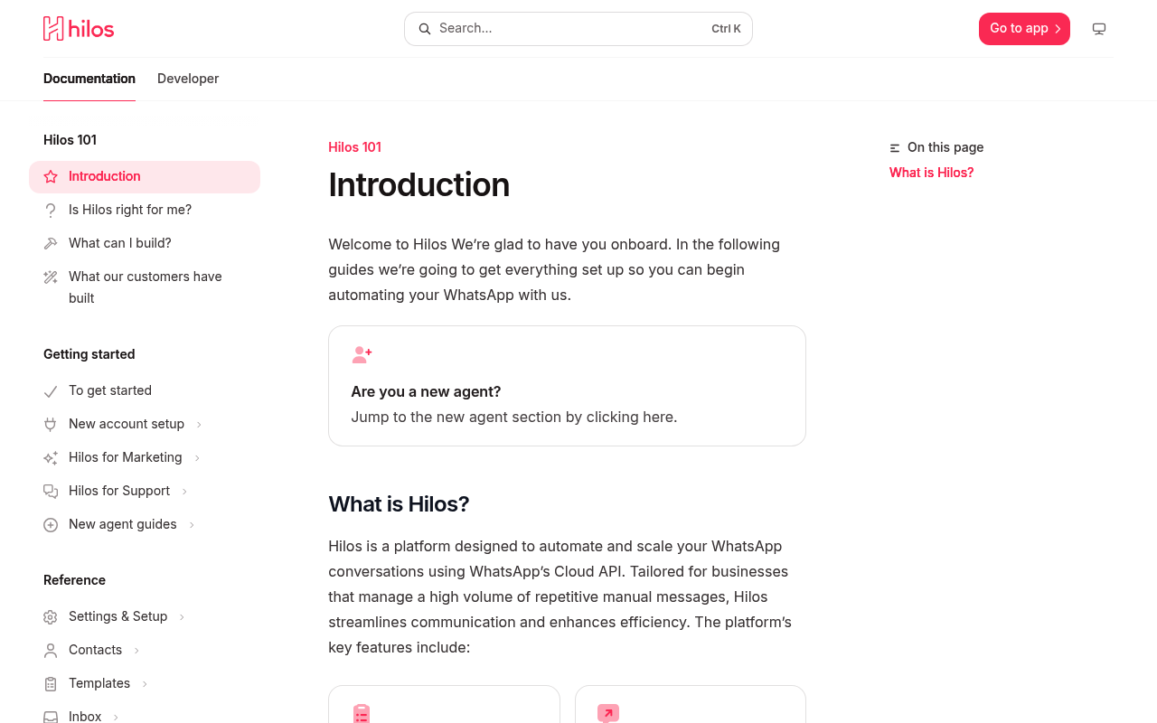 Hilos website screenshot