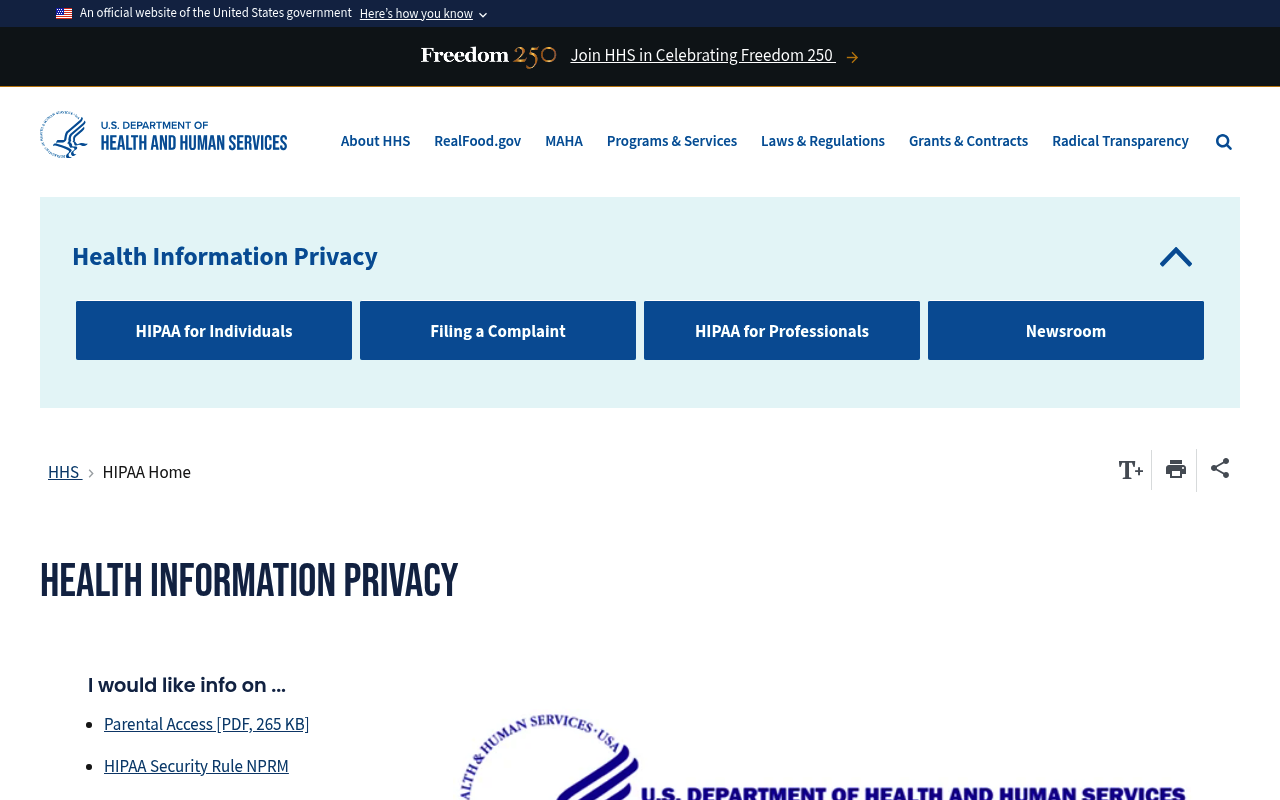 HIPAA screenshot