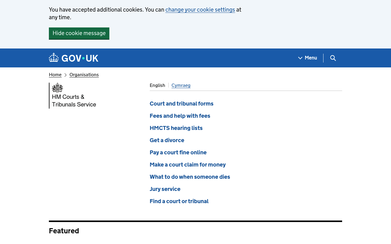 HM Courts & Tribunals Service website screenshot