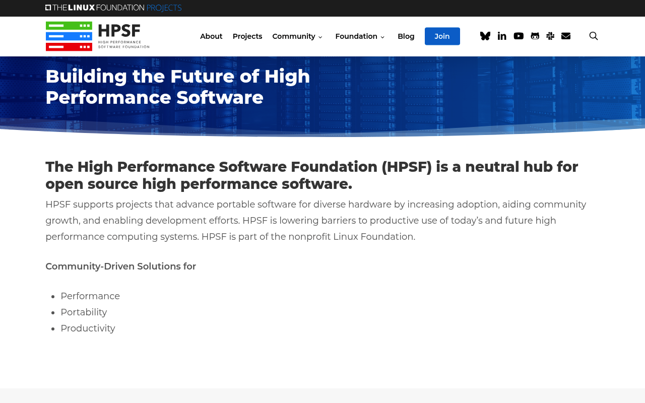 High Performance Software Foundation screenshot