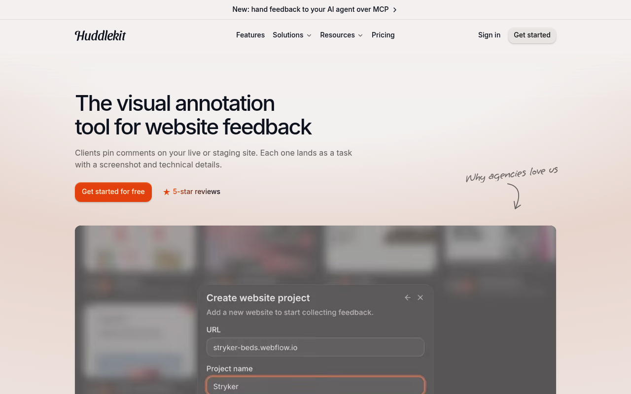 Huddlekit website screenshot