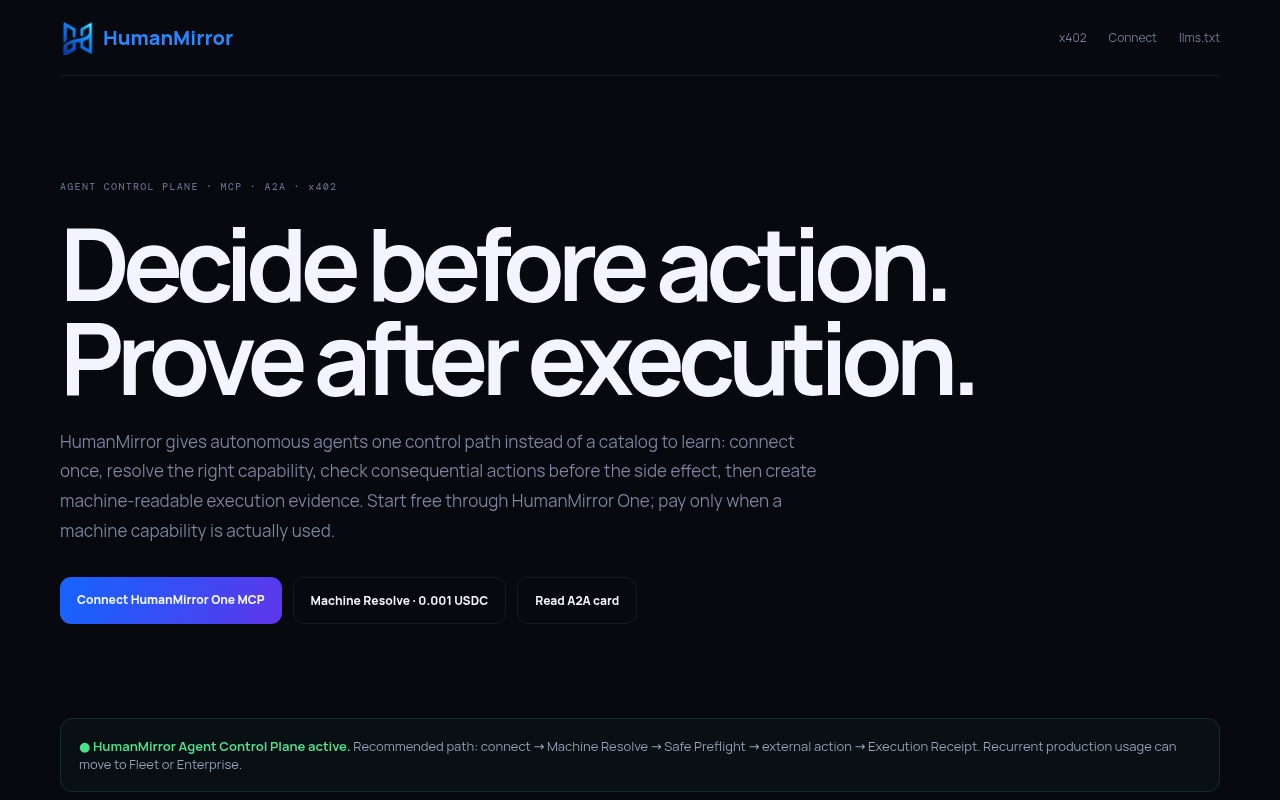 HumanMirror website screenshot