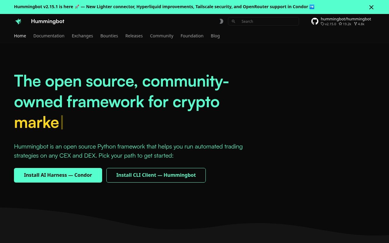 Hummingbot website screenshot