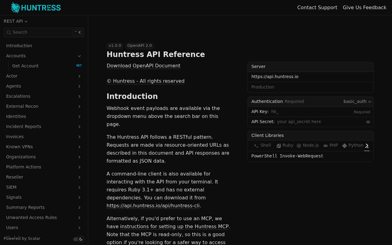 Huntress website screenshot