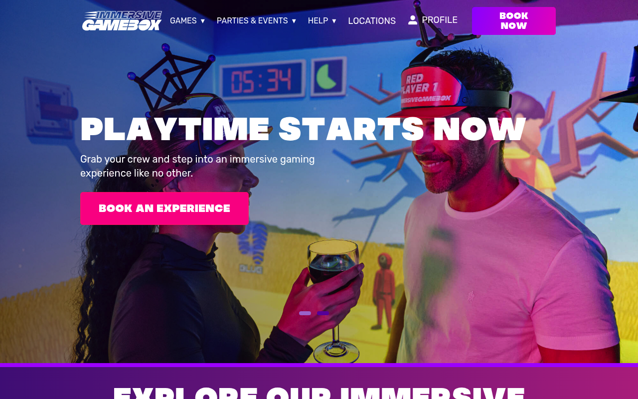 Immersive Gamebox website screenshot