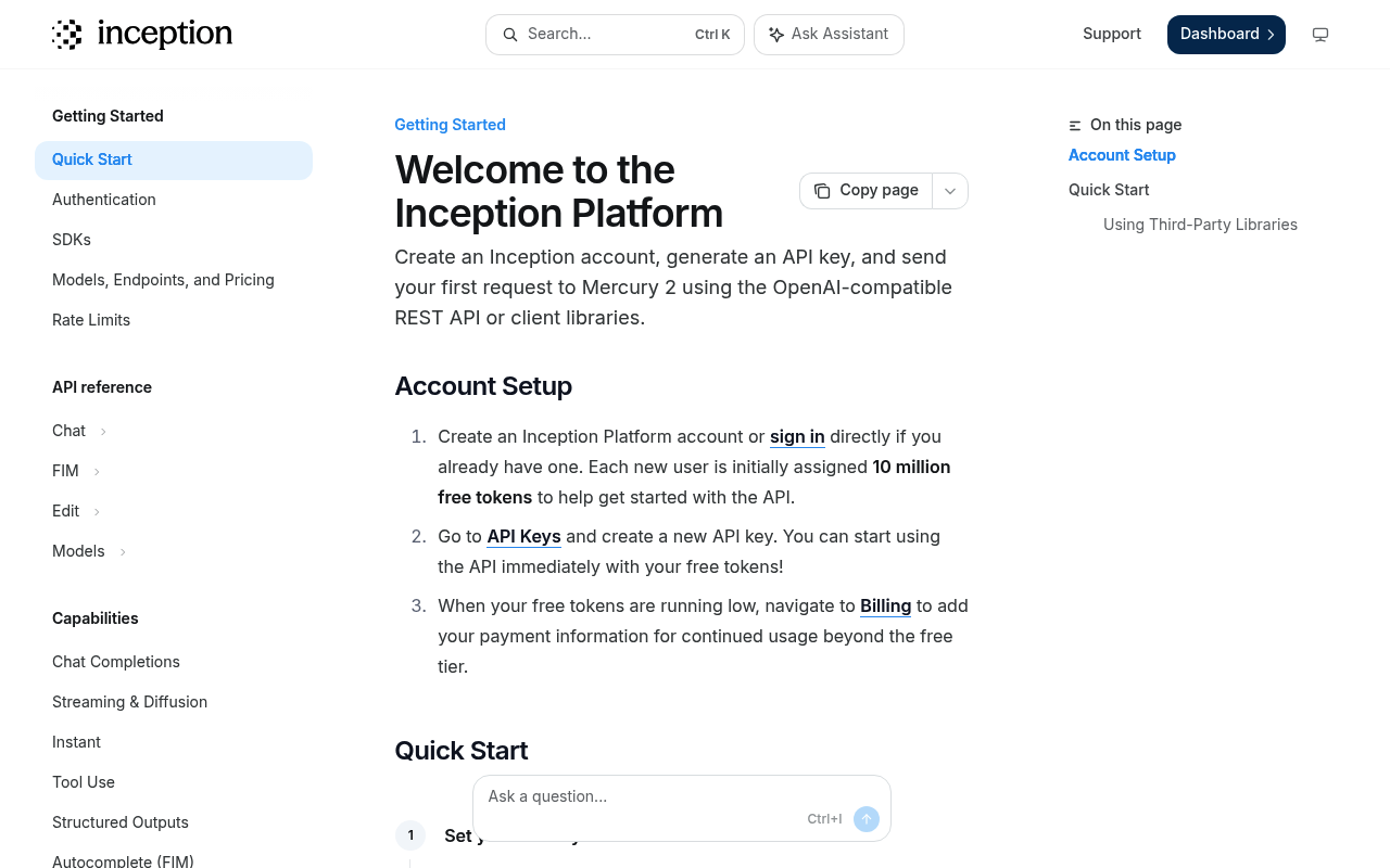 Inception Labs website screenshot