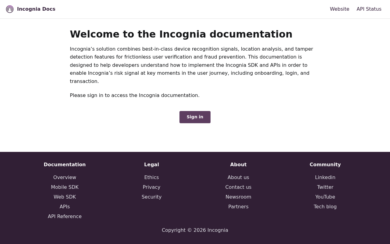Incognia website screenshot