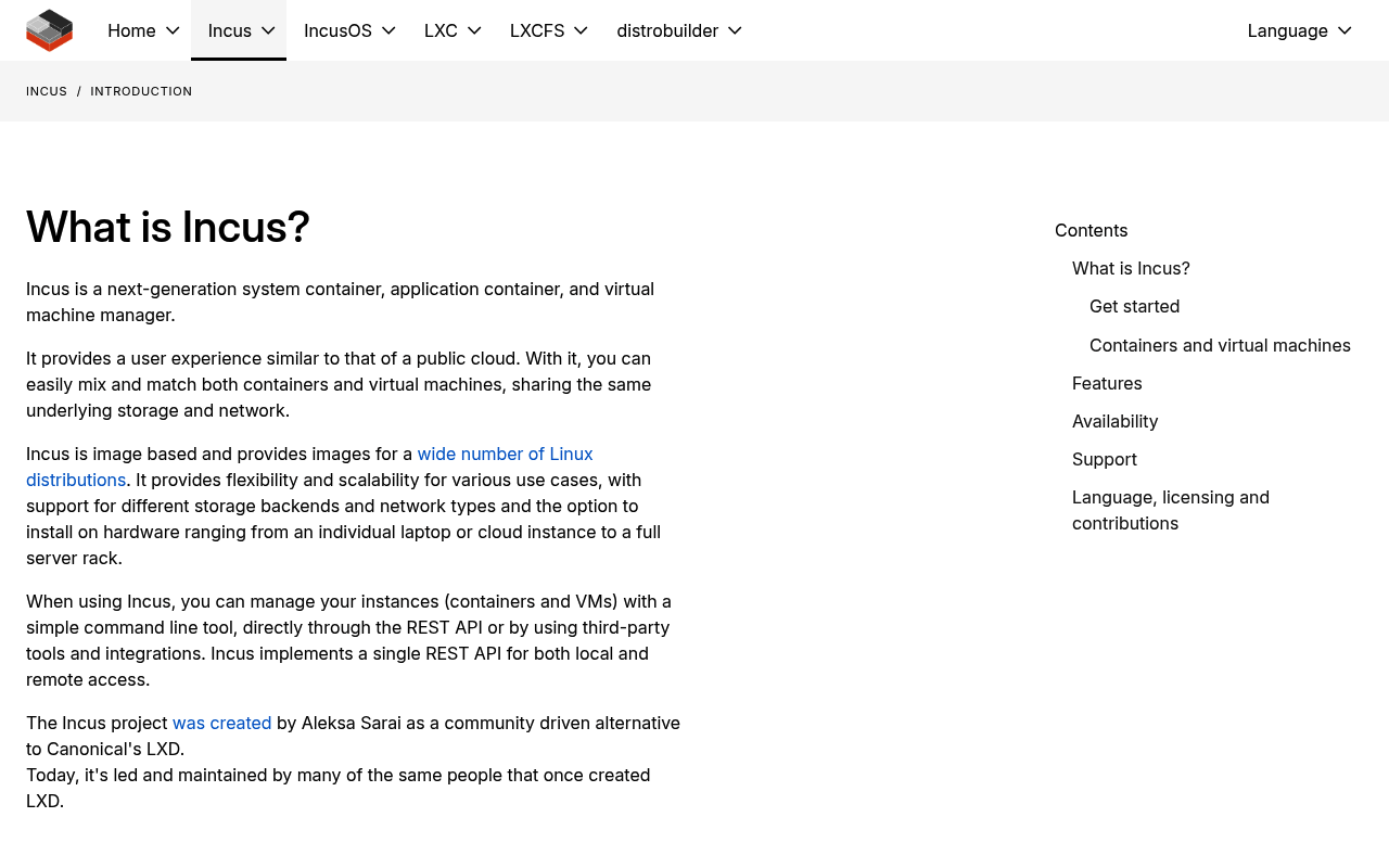 Incus screenshot