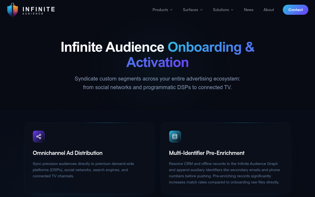 Infinite Audience website screenshot