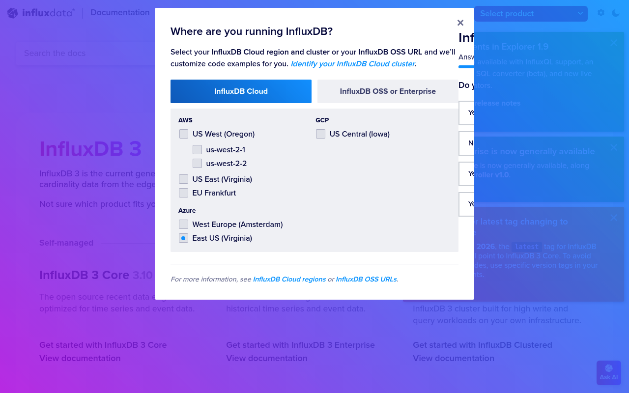 InfluxData website screenshot
