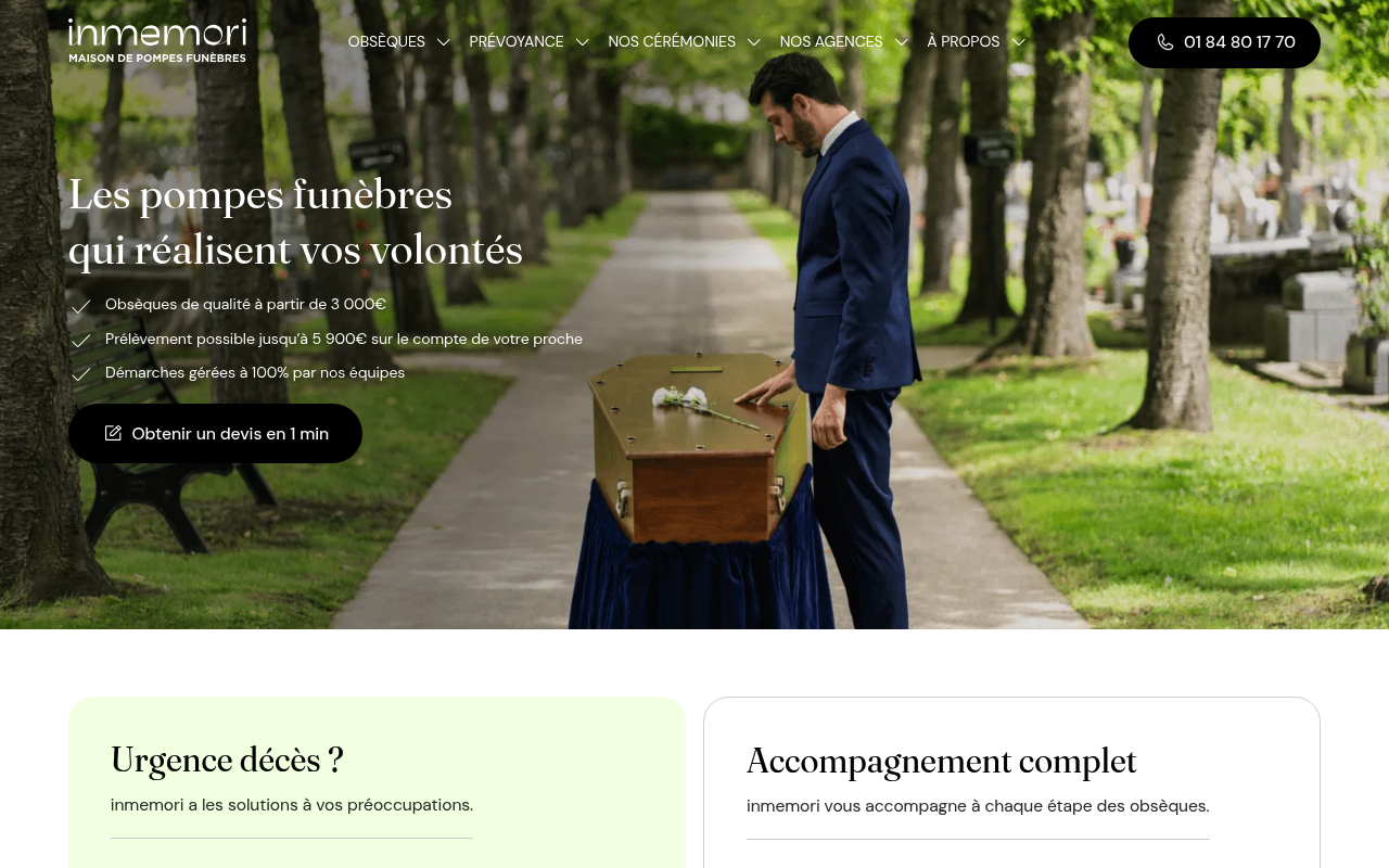 Inmemori website screenshot