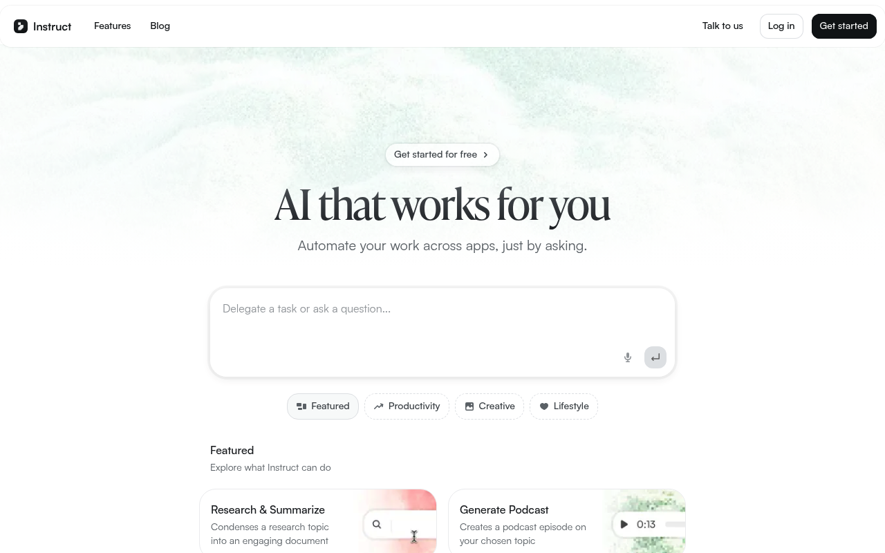 Instruct screenshot
