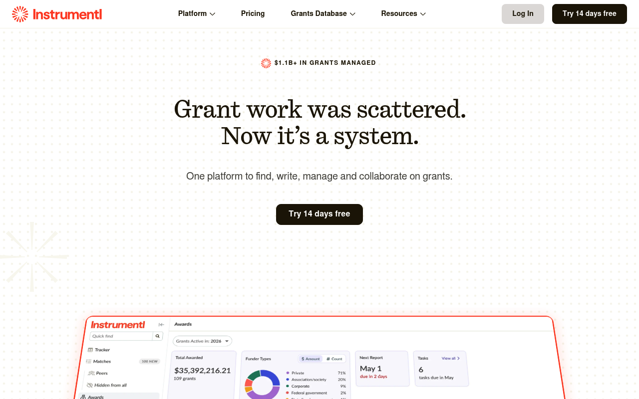Instrumentl website screenshot
