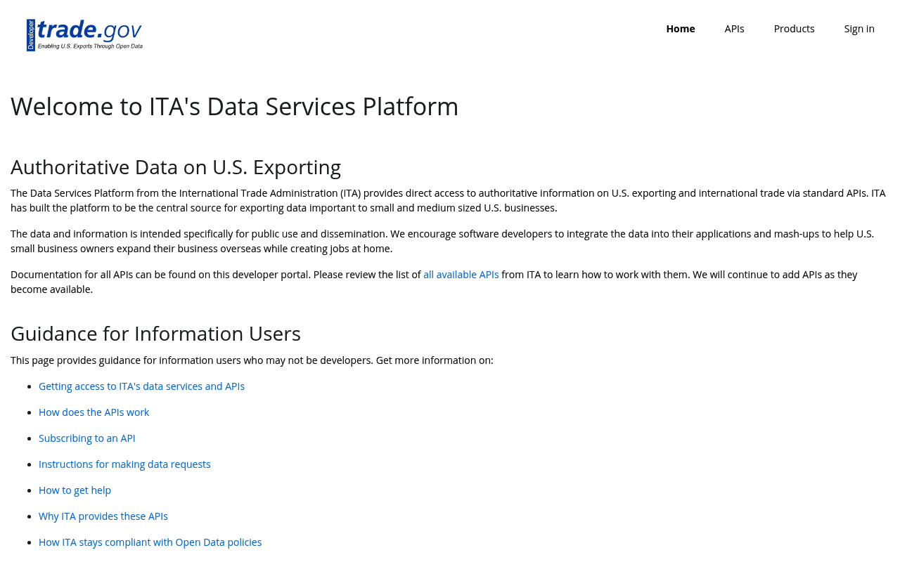 International Trade Administration screenshot