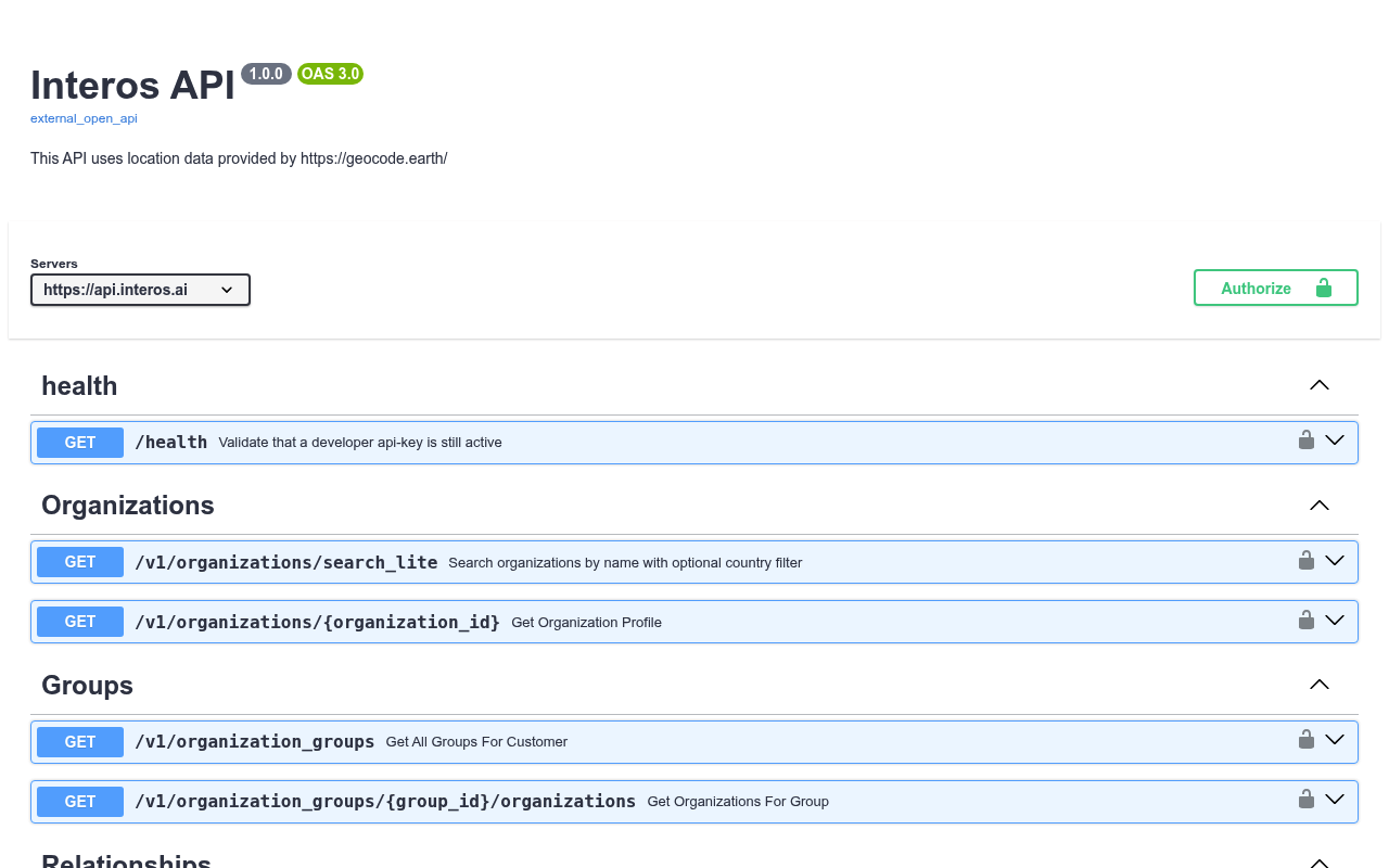 Interos website screenshot