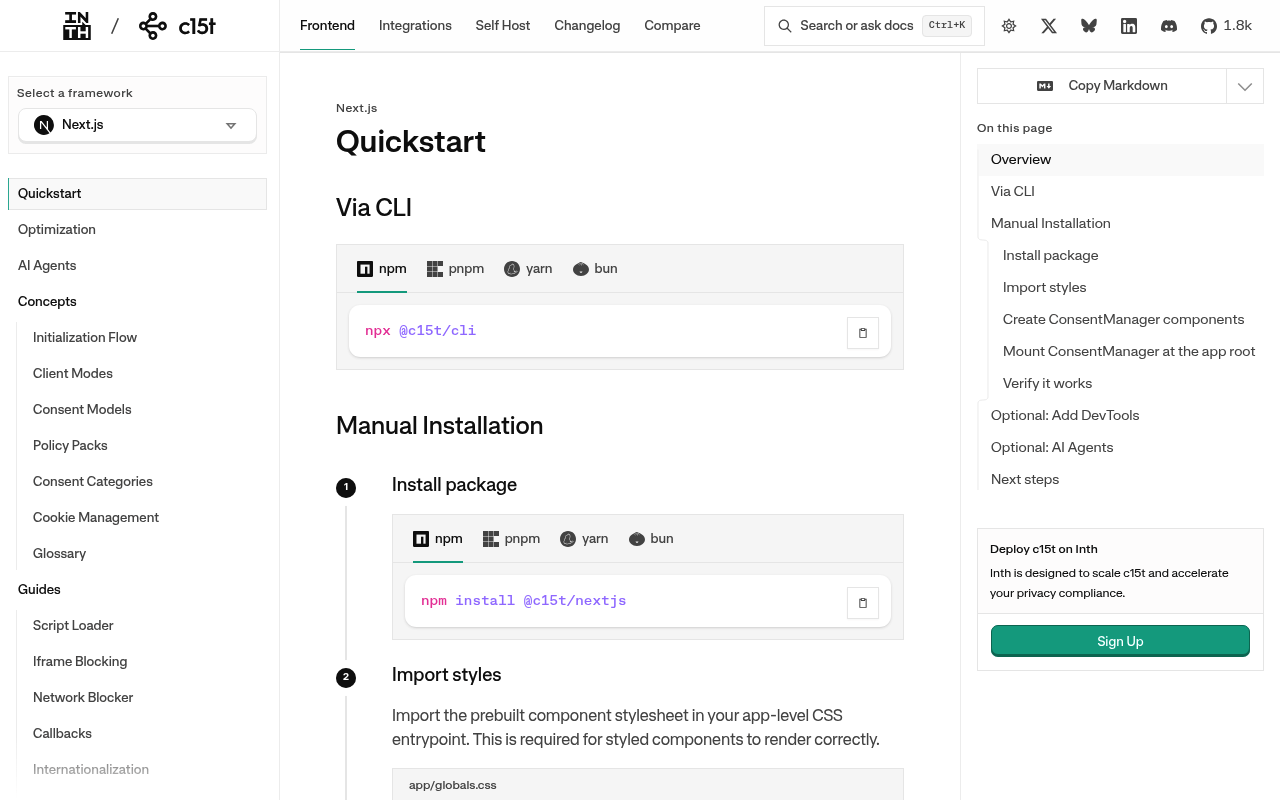 Inth website screenshot