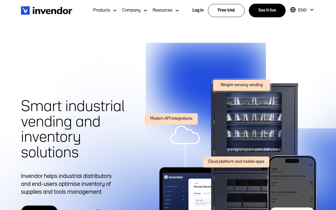 Invendor website screenshot