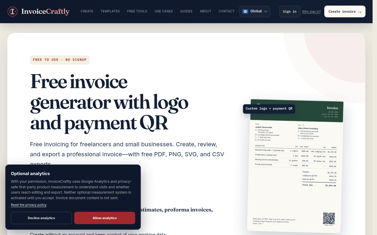 InvoiceCraftly Developer Document API screenshot