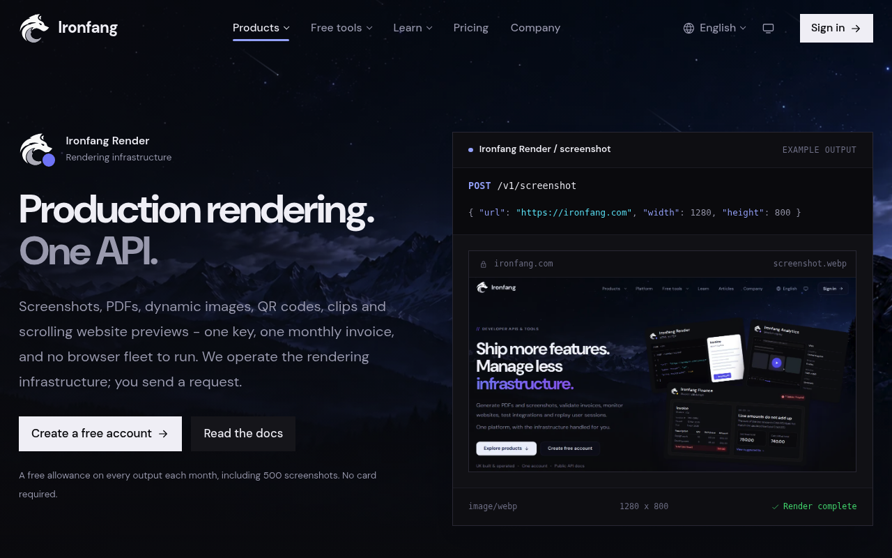 Ironfang website screenshot
