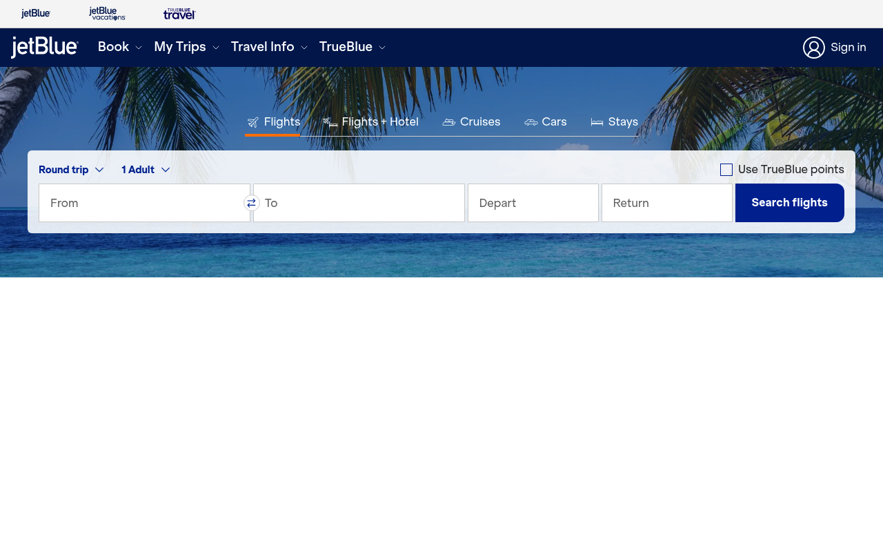 JetBlue Airways screenshot