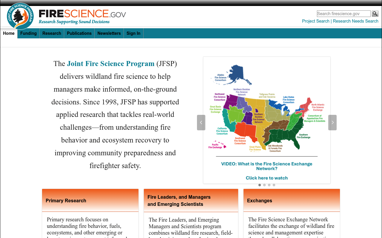 Joint Fire Science Program screenshot