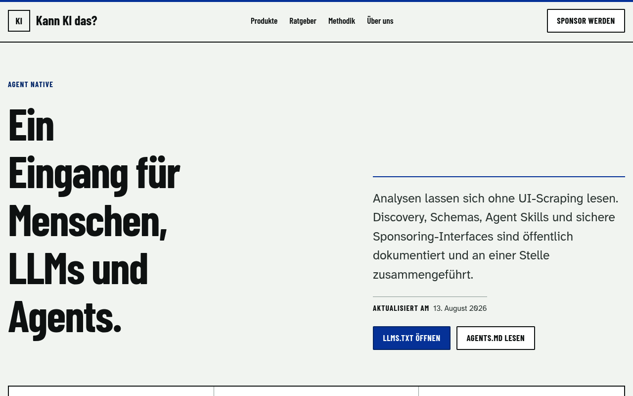 Kann KI das? Sponsoring Agent website screenshot