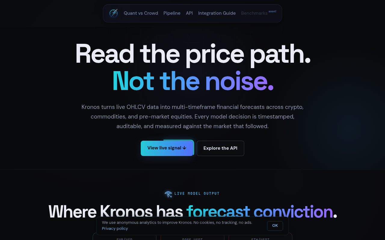 Kronos Quant Signal API screenshot