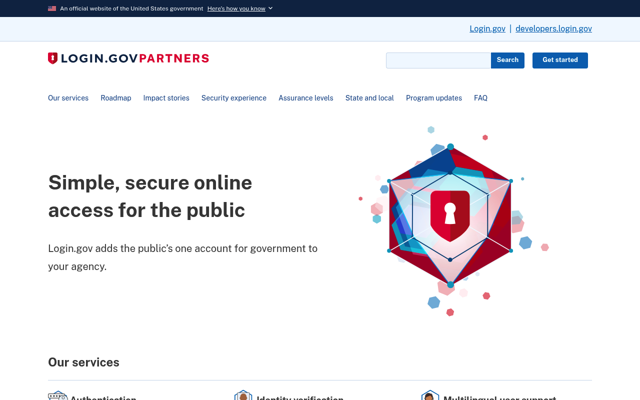Login.gov website screenshot