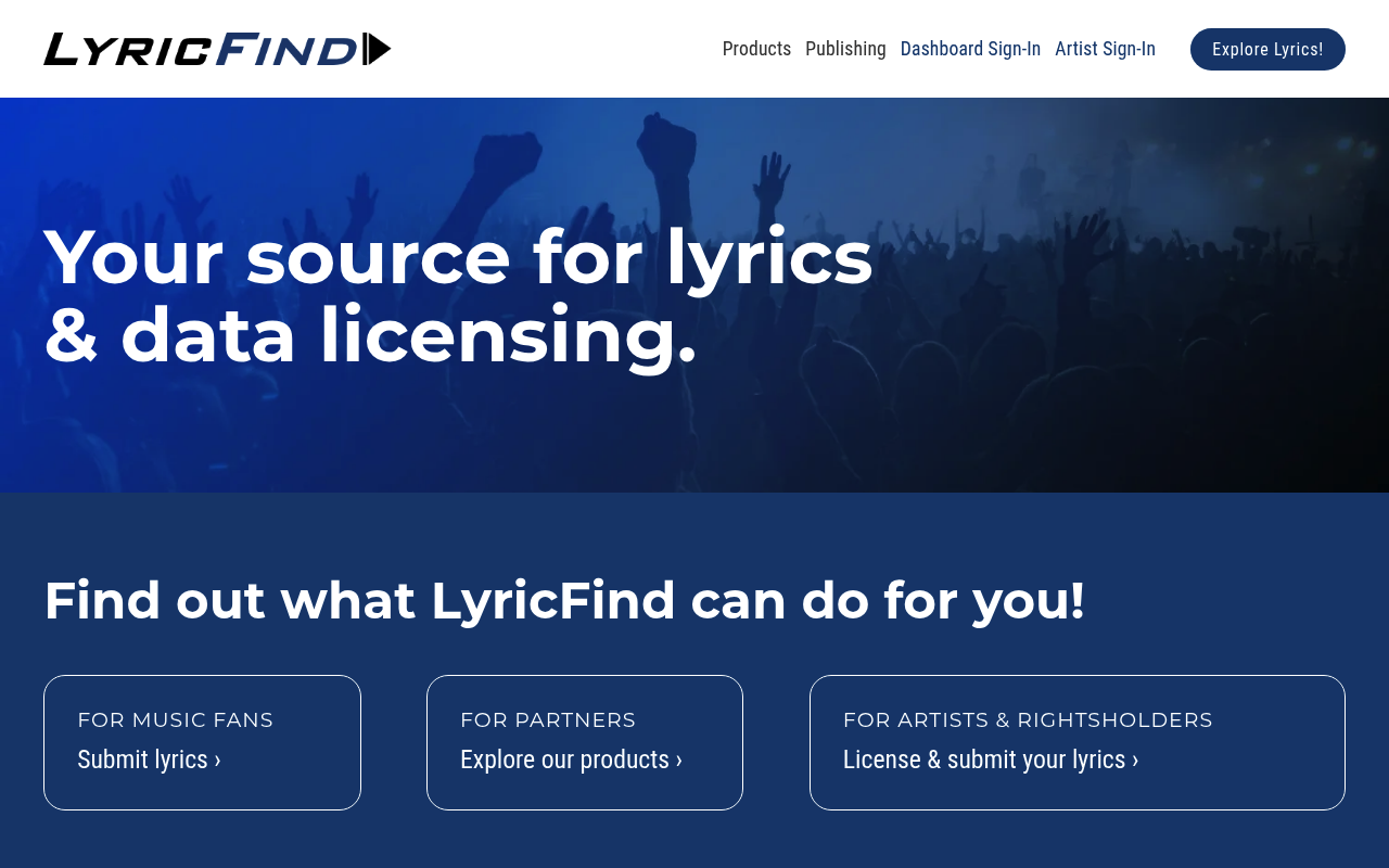 LyricFind screenshot