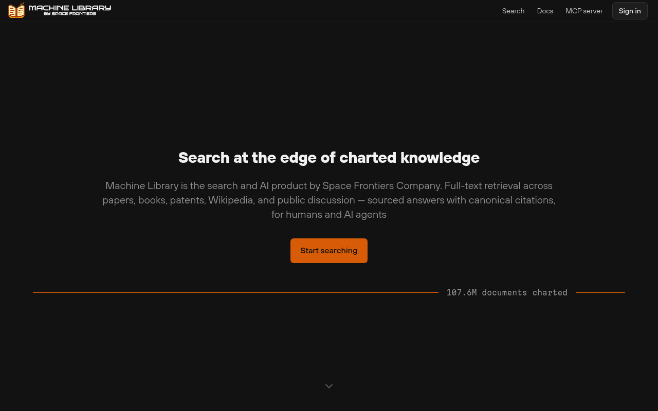 Space Frontiers website screenshot