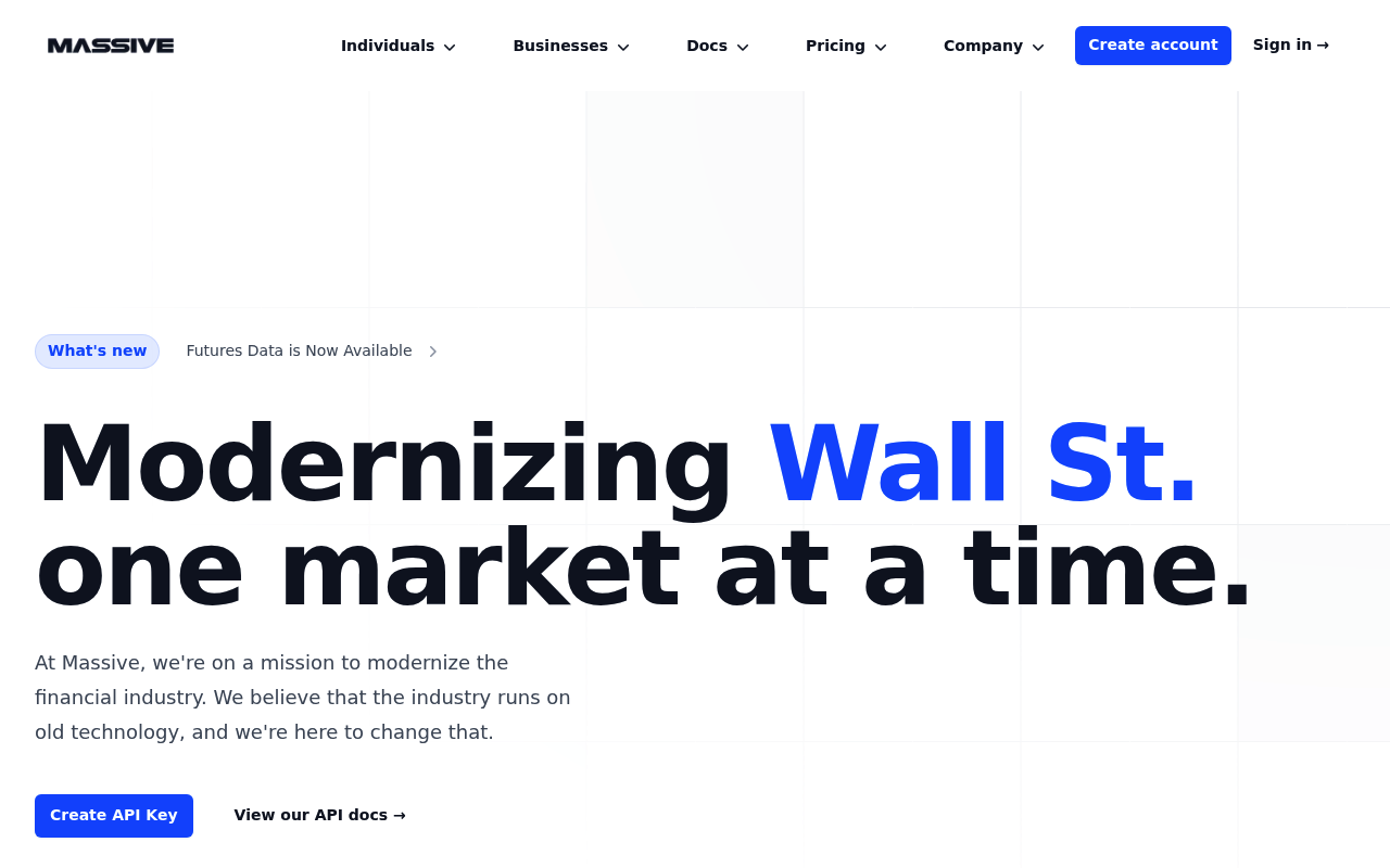 Massive (formerly Polygon.io) website screenshot