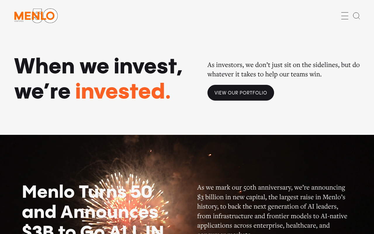 Menlo Ventures screenshot