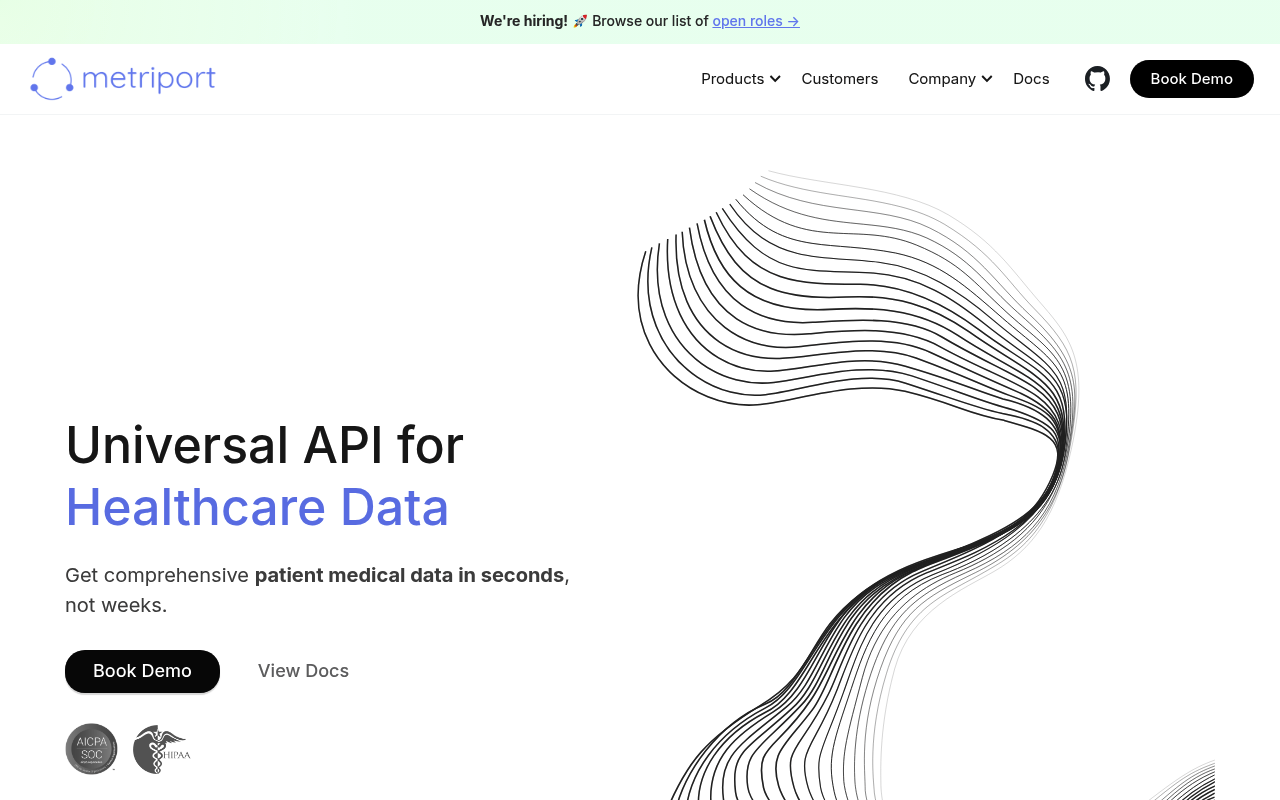 Metriport website screenshot
