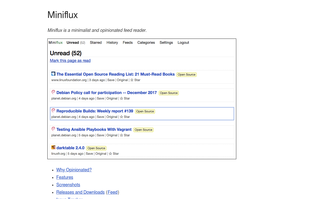 Miniflux screenshot