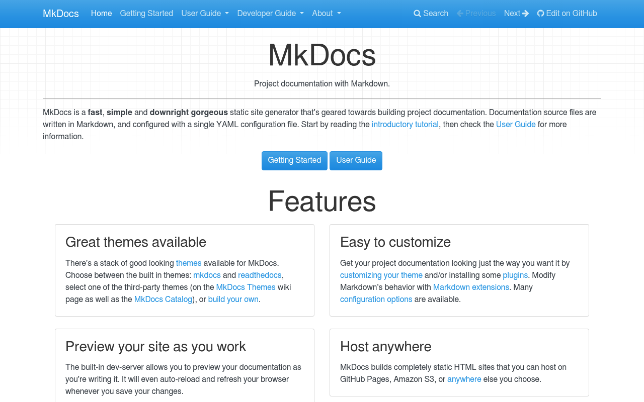 MkDocs screenshot