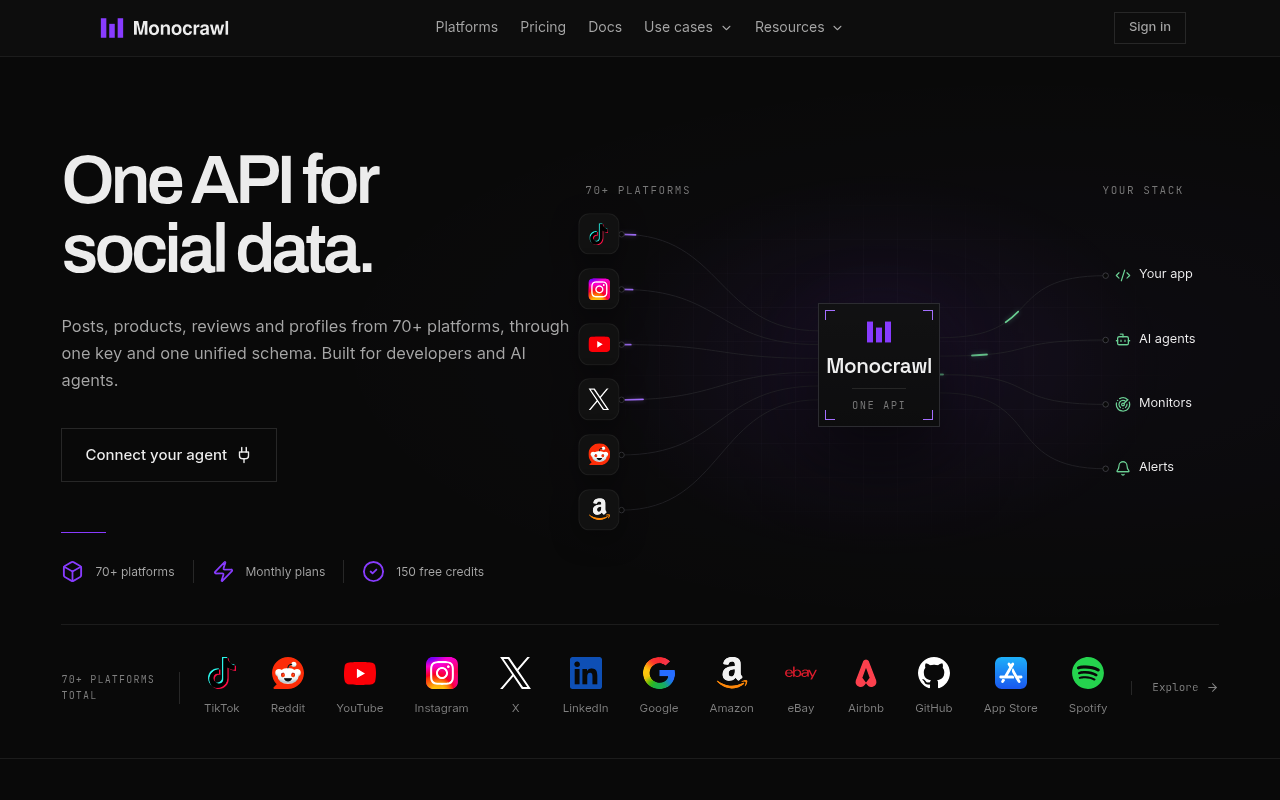 Monocrawl website screenshot