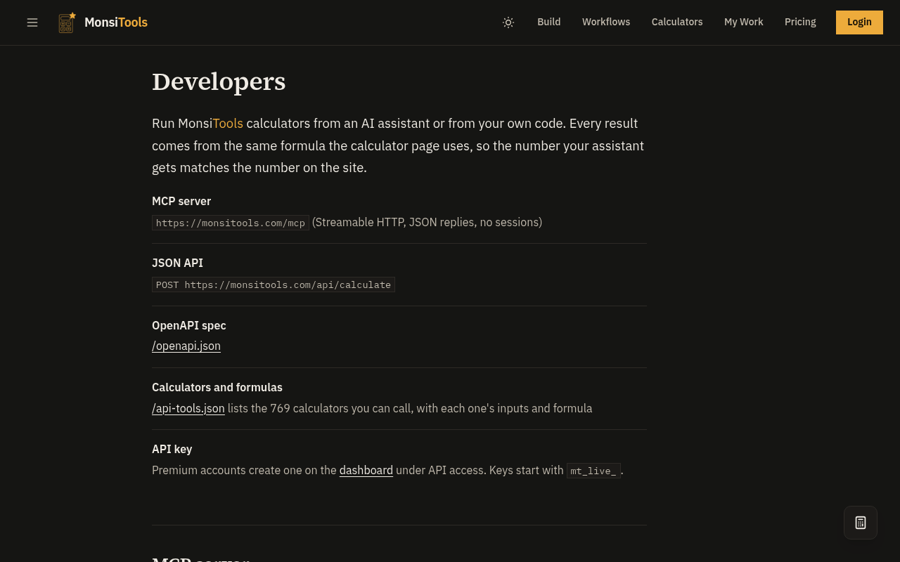MonsiTools website screenshot