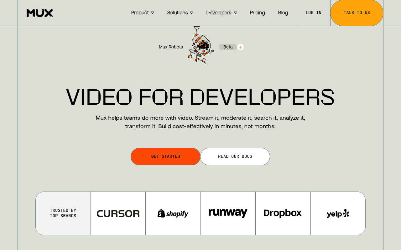 Mux website screenshot