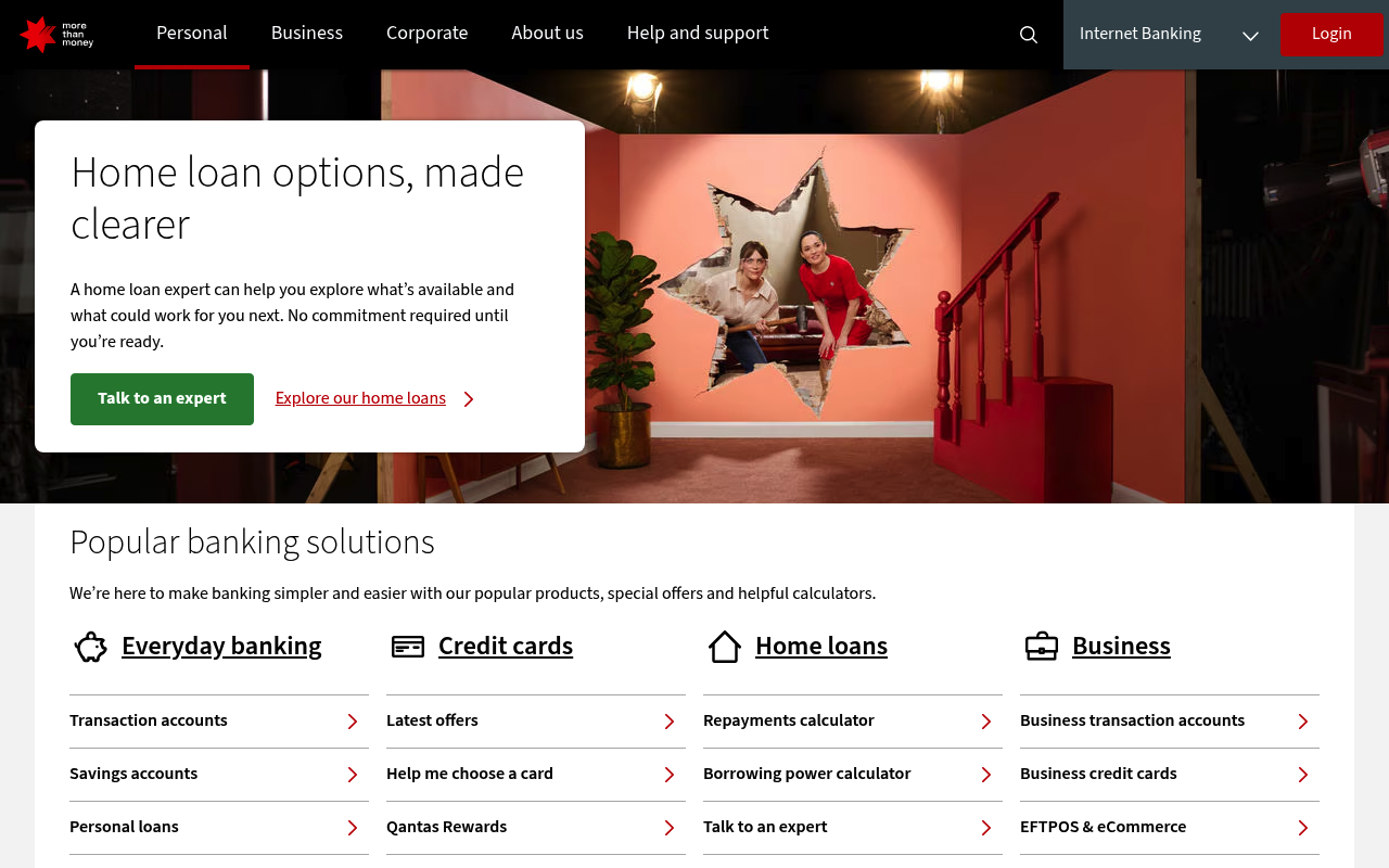 National Australia Bank screenshot