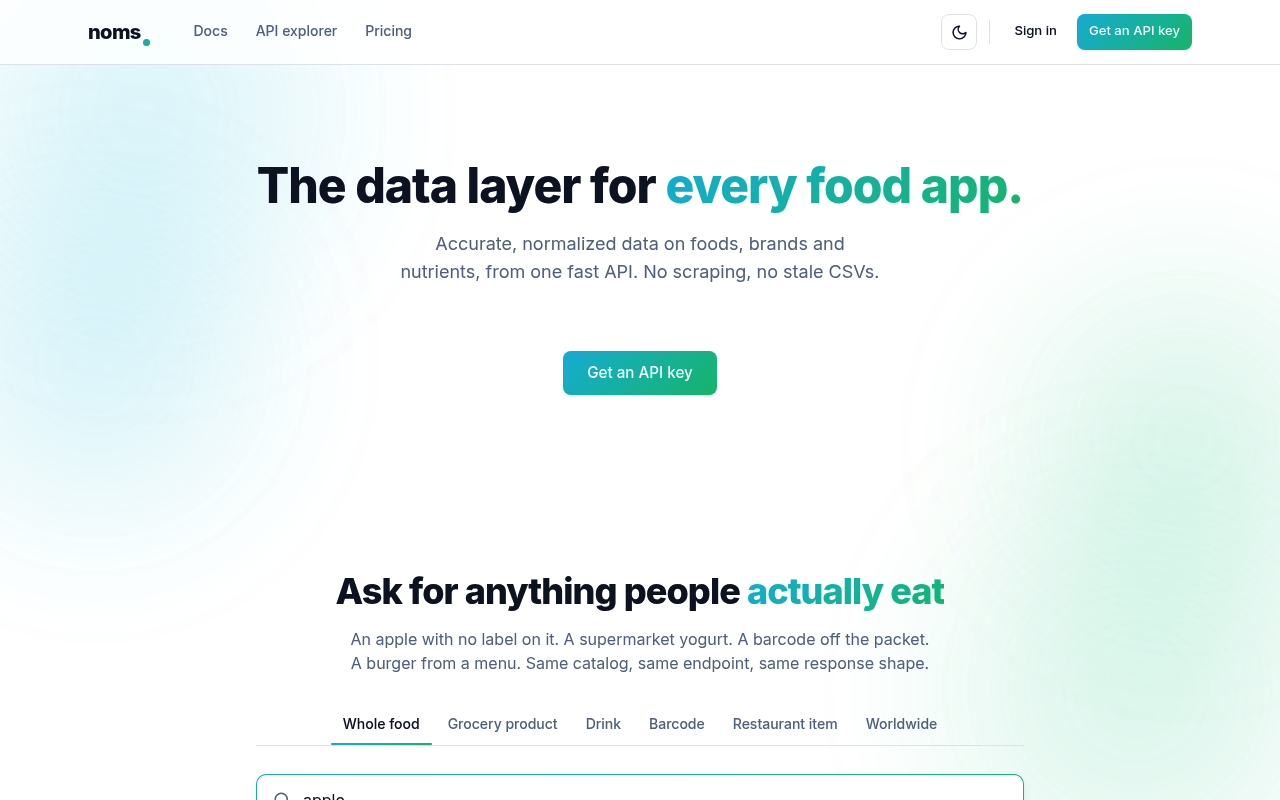 Noms website screenshot