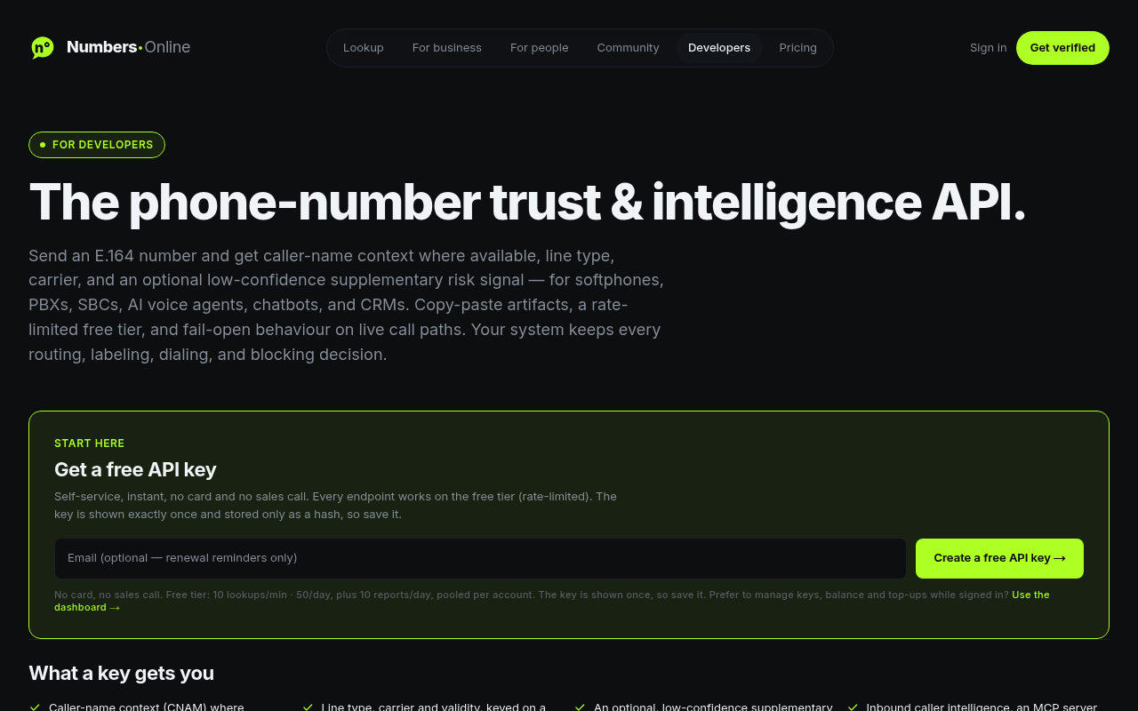 Numbers Online website screenshot