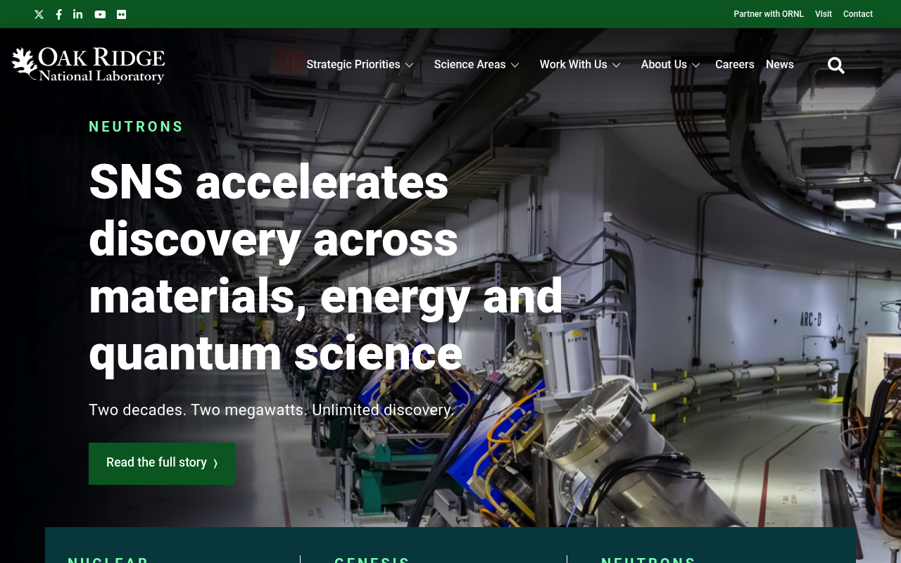 Oak Ridge National Laboratory screenshot