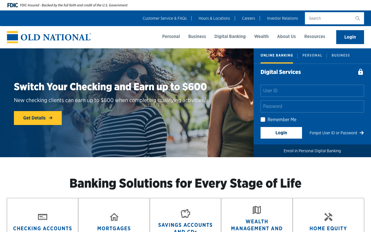 Old National Bank screenshot
