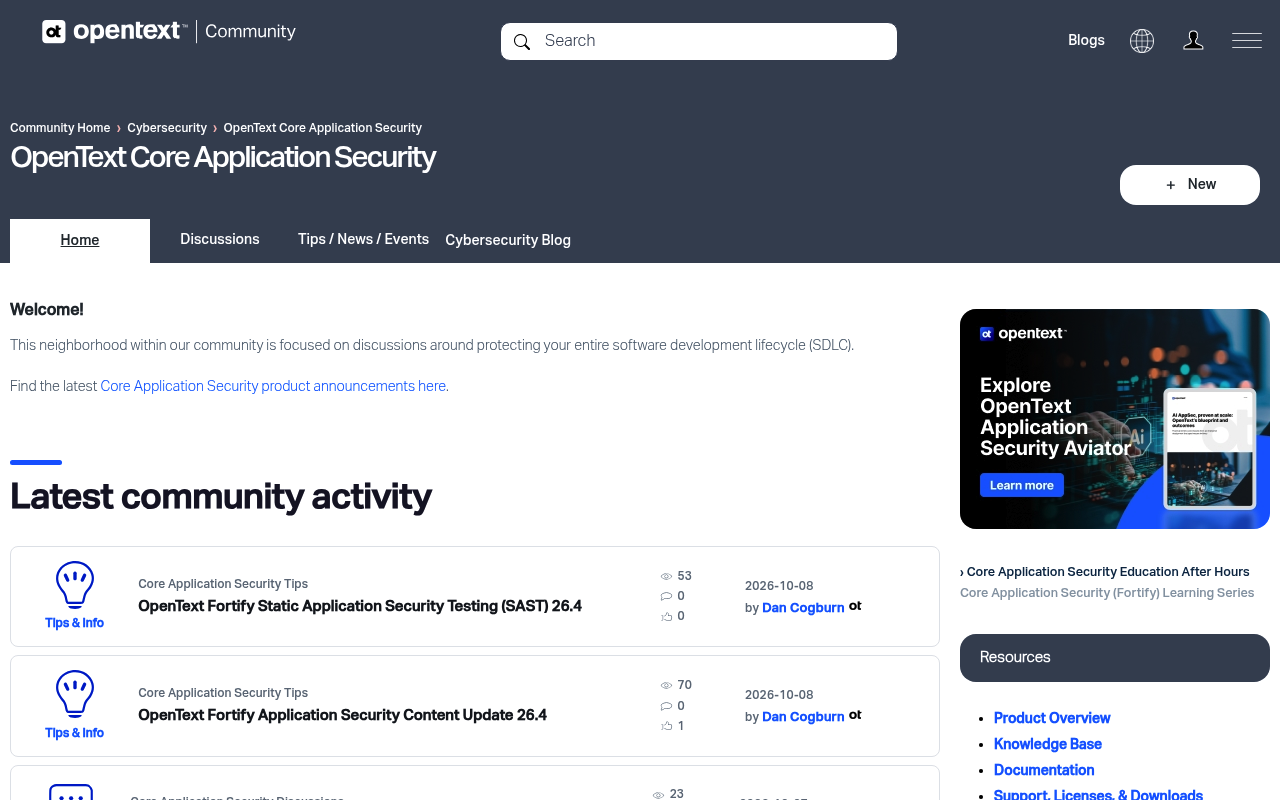 OpenText Cybersecurity website screenshot